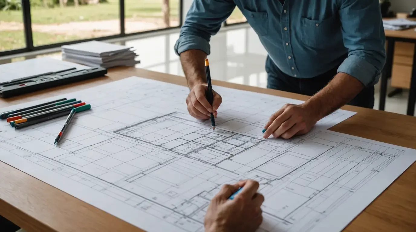 Arquiteto revisando o projeto para aprovação
