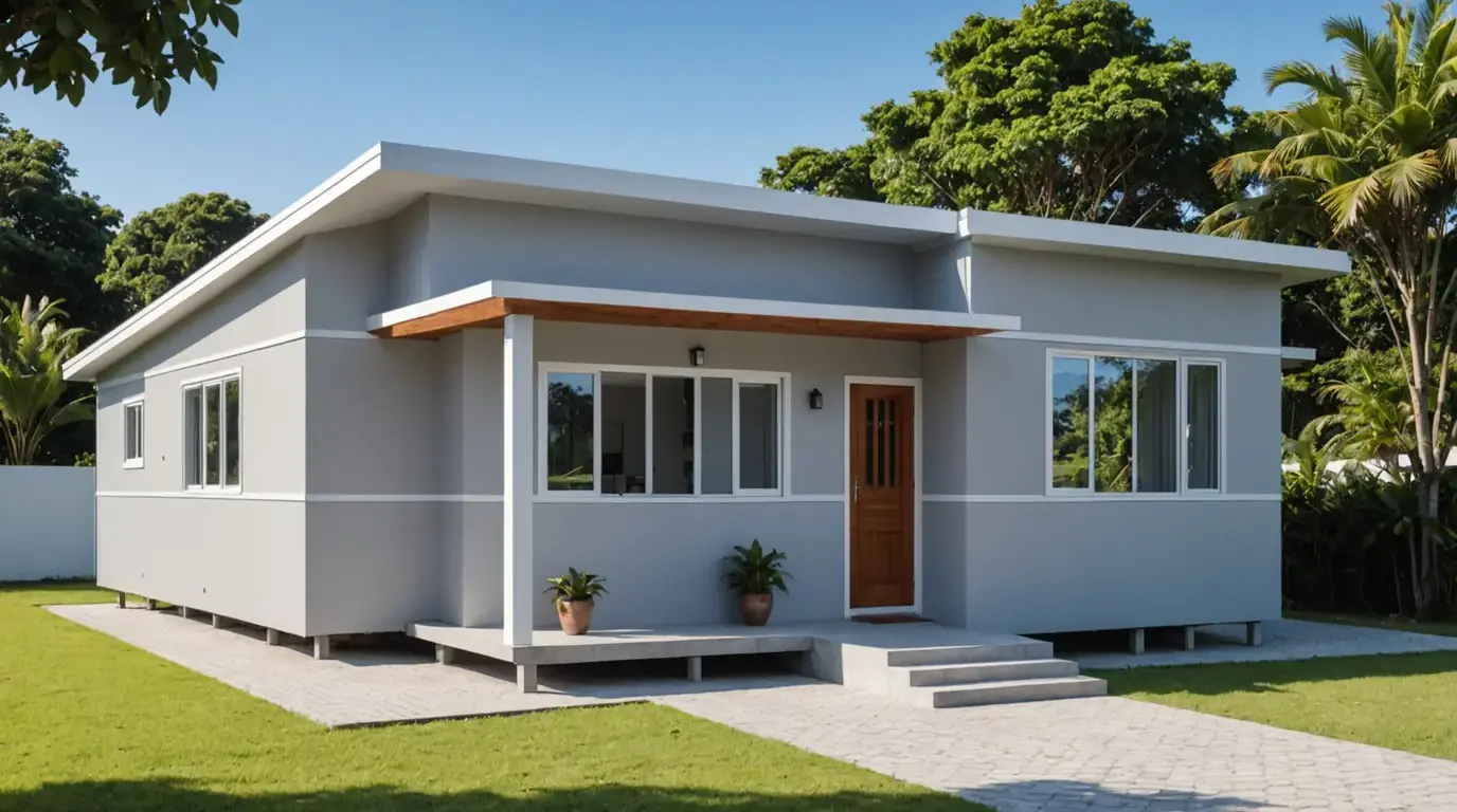 Casa pré-fabricada térrea pronta com varanda