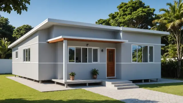 Casa pré-fabricada térrea pronta com varanda