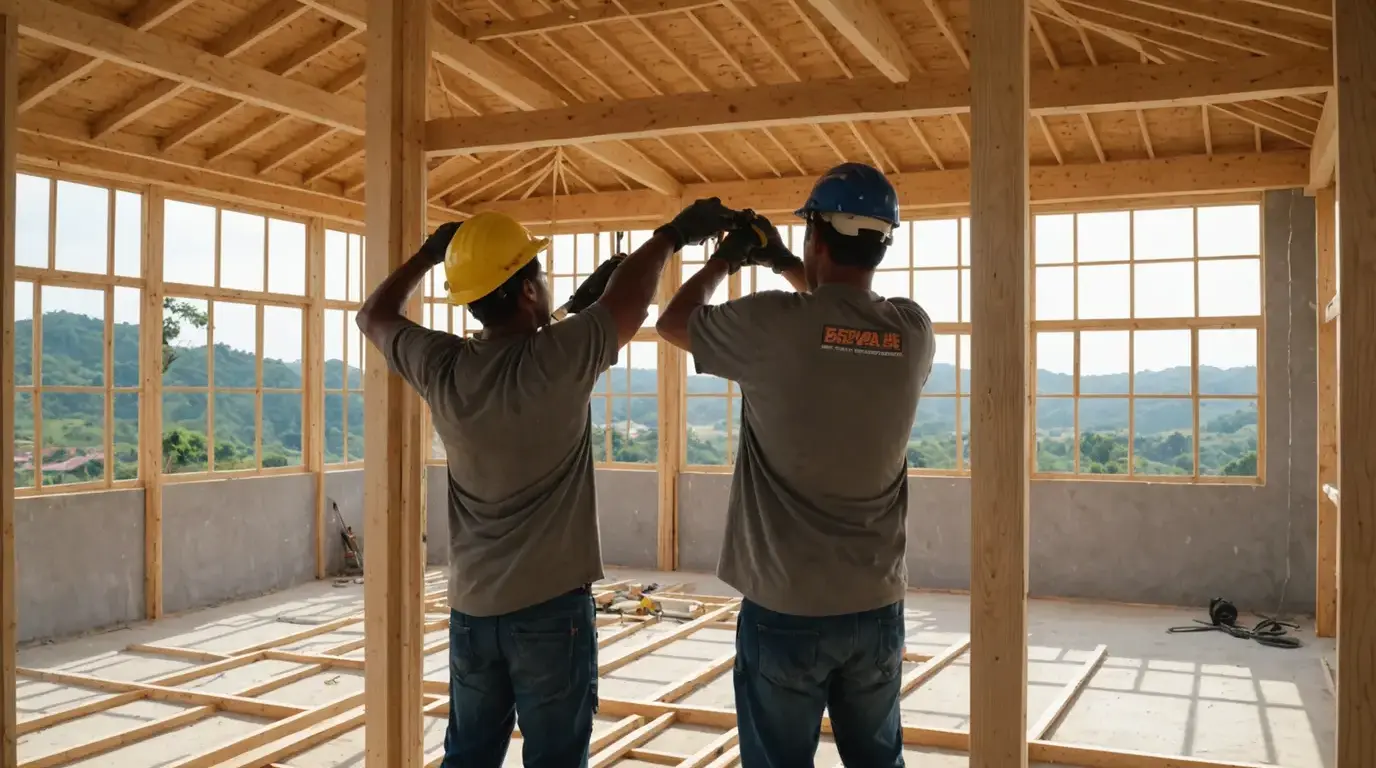 Estrutura de light steel frame de uma casa em obra