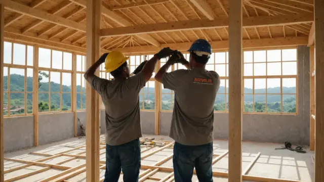 Estrutura de light steel frame de uma casa em obra