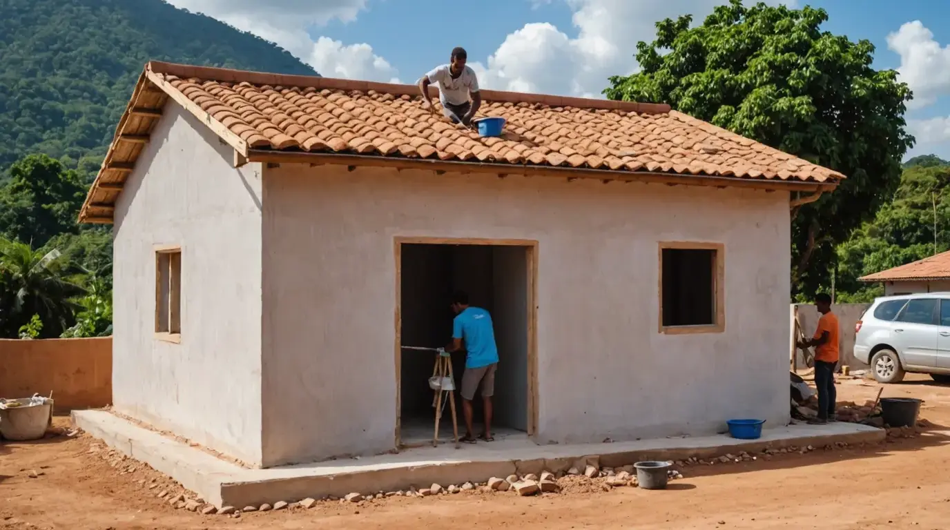 Casa térrea simples em fase de acabamento