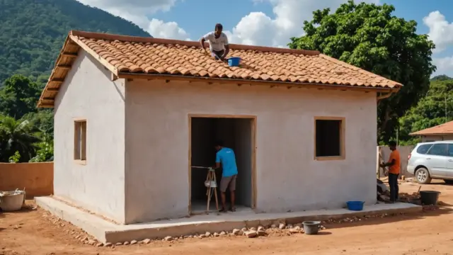 Casa térrea simples em fase de acabamento