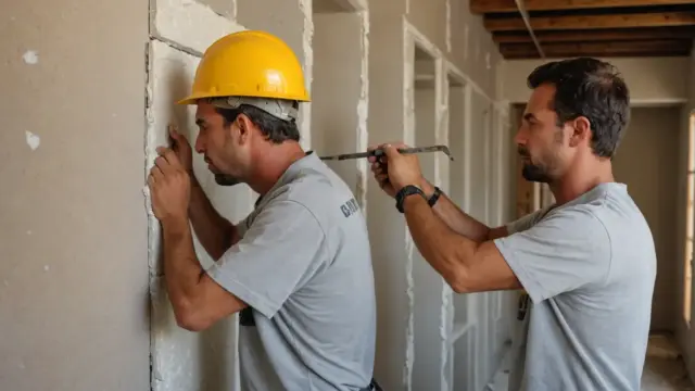 Instalação de drywall com lã mineral entre os perfis