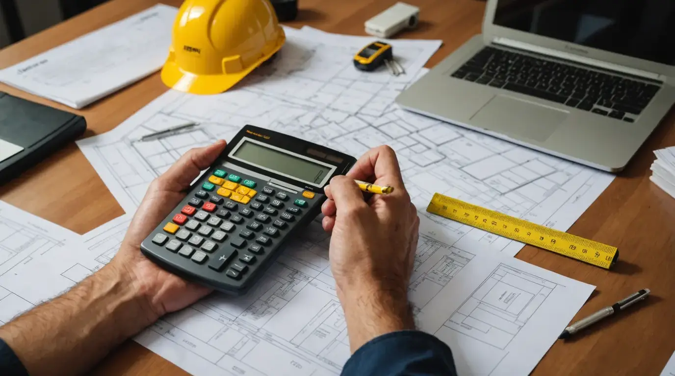 Engenheiro calculando o custo da obra por metro quadrado