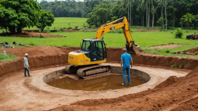 Instalação de uma fossa séptica pré-fabricada