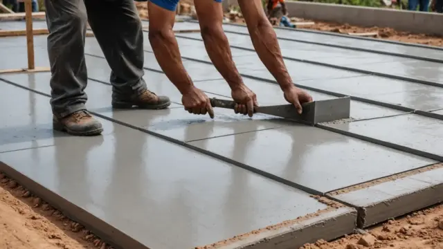 Concretagem de um radier sobre tela de aço