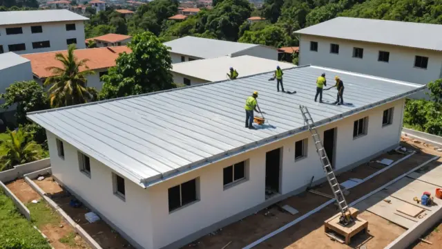 Instalação de telhas sanduíche com núcleo isolante
